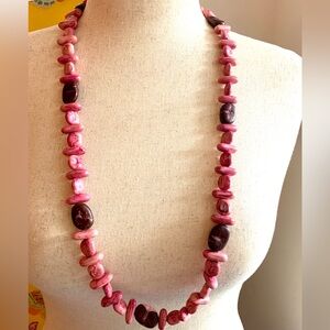 Natural Beads Pink and Brown Necklace